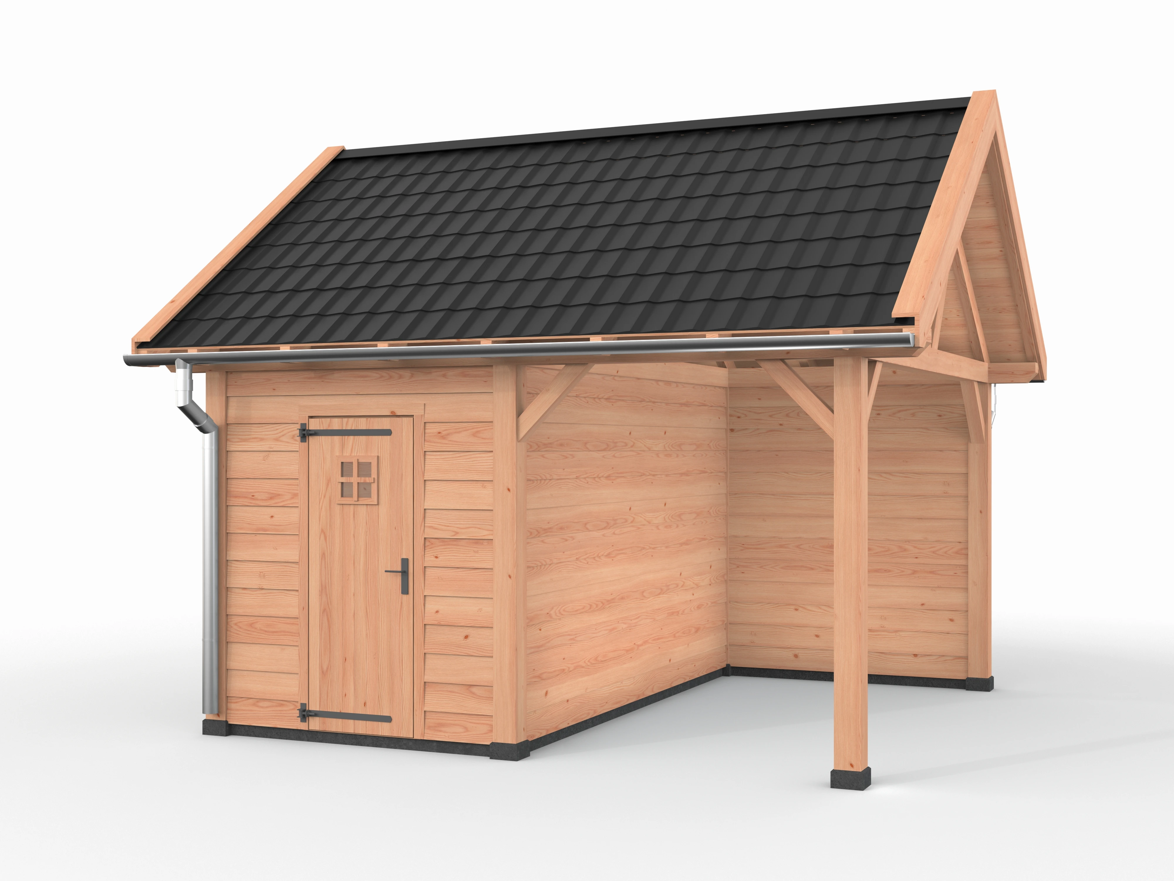 Douglas overkapping, 500 x 400, met schuur en achterwand, Westwood Vrijbuiter - Afbeelding 1